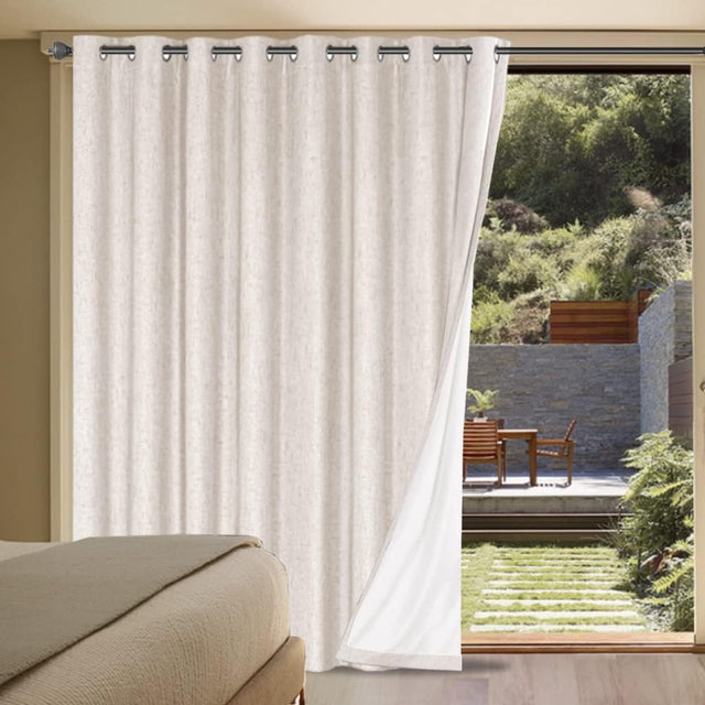 H.Versailtex 1 Panel Durable Thick Textured Linen Look Blackout Patio Door Grommet Curtain