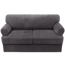 PrimeBeau Sofa Cover 3 Pieces T Cushion Loveseat Slipcovers Thick Velvet Couch Cover Furniture Protector Stretch T Cushion Sofa Covers for 2 Cushion Couch with 2 T Cushion Covers Washable