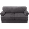 PrimeBeau Sofa Cover 3 Pieces T Cushion Loveseat Slipcovers Thick Velvet Couch Cover Furniture Protector Stretch T Cushion Sofa Covers for 2 Cushion Couch with 2 T Cushion Covers Washable
