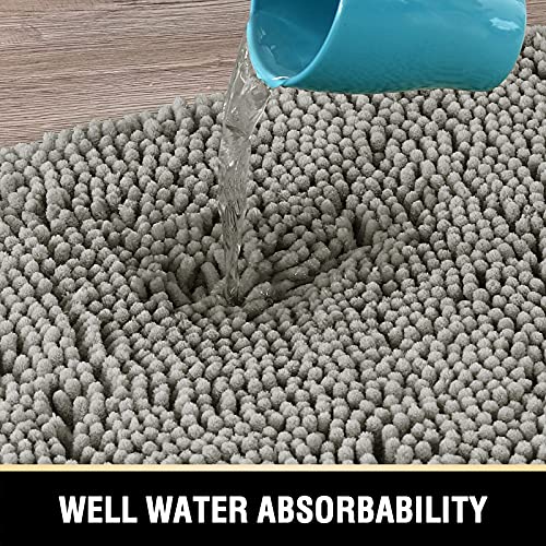 PrimeBeau Luxury Chenille Bath Mat (1 Piece with PVC Back) - Extra Soft, Absorbent, Non-Slip, Quick Dry, Washable