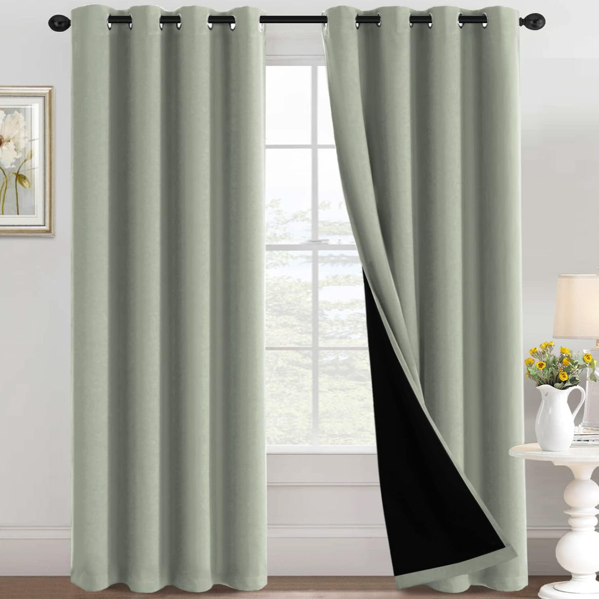 H.Versailtex Blackout Curtains for Bedroom with Black Liner 1 Panel