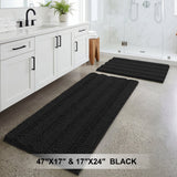 H.Versailtex 2 Pieces  Extra Thick Chenille Striped Pattern Shaggy Bath Rugs Include 1 Rectangle and 1 Toilet Rug