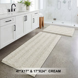 H.Versailtex 2 Pieces  Extra Thick Chenille Striped Pattern Shaggy Bath Rugs Include 1 Rectangle and 1 Toilet Rug