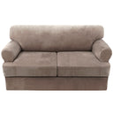 PrimeBeau Sofa Cover 3 Pieces T Cushion Loveseat Slipcovers Thick Velvet Couch Cover Furniture Protector Stretch T Cushion Sofa Covers for 2 Cushion Couch with 2 T Cushion Covers Washable