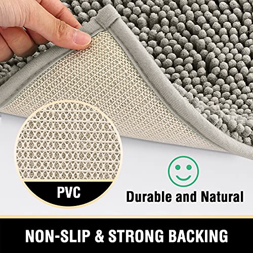 PrimeBeau Luxury Chenille Bath Mat (1 Piece with PVC Back) - Extra Soft, Absorbent, Non-Slip, Quick Dry, Washable