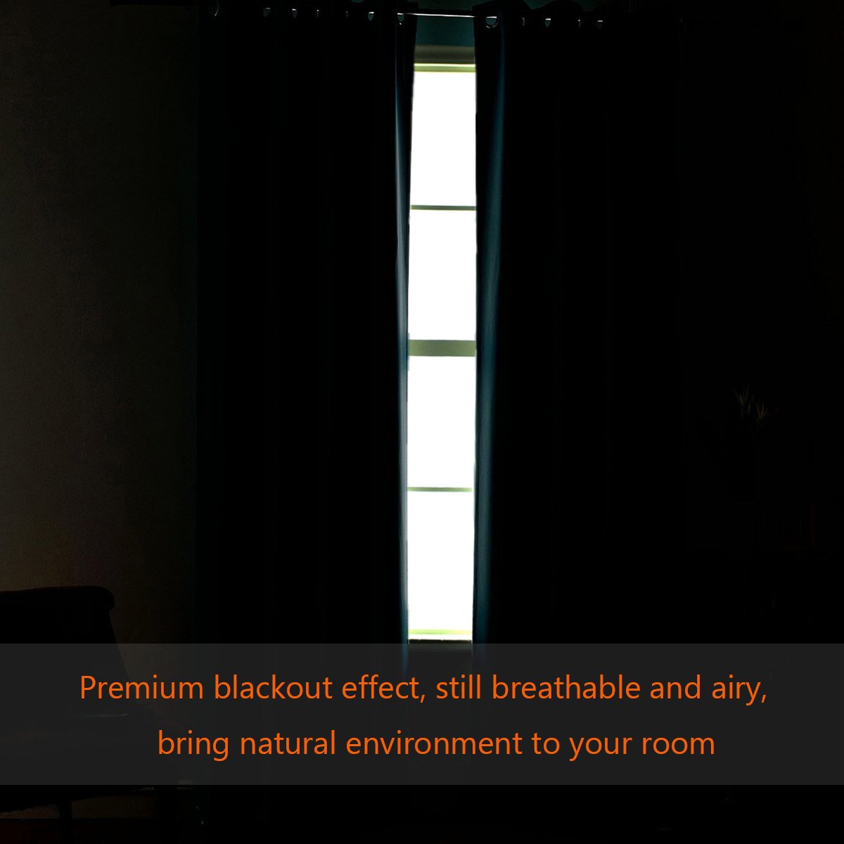 PrimeBeau Blackout Grommet Solid Color Curtain Set of 2 Panels, W52" Short