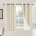 H.Versailtex Linen Blackout Thermal Insulated White Liner Grommet Top Small Window Curtains