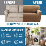 PrimeBeau Stretch Velvet Couch Cover 2 Pieces Set Include 1 Piece Sofa Cover Couch Cover and 1 Piece Loveseat Cover Slipcover Crafted from Thick Comfy Rich Velour (Sofa + Loveseat)