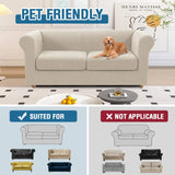 PrimeBeau 3 Pieces Chesterfield Loveseat & Oversized Loveseat Covers Stretch Slip Covers, Mid Century Deep Seat Couch Cover Fit Width Up to 70"-88", Thicker Jacquard Fabric (1 base cover and 2 individual cushion covers)