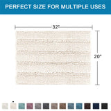 PrimeBeau Luxury Chenille Striped Bath Mats Set | Ultra Thick & Absorbent Non Slip Rugs 20“ x 32"