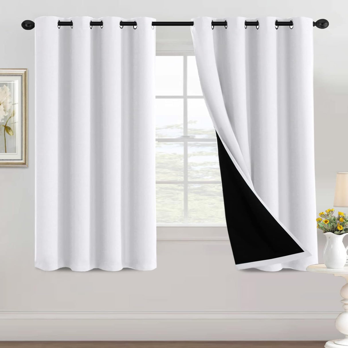 H.Versailtex Blackout Curtains for Bedroom with Black Liner 1 Panel