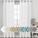 PrimeBeau Faux Linen Grommet Sheer Curtains - Set of 2 Panels 52 Series Long