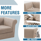 PrimeBeau 2 Pieces Chesterfield Armchair Covers Stretch Slip Covers, Mid Century Deep Seat Couch Cover Fit Width Up to 47 Inch, Thicker Jacquard Fabric (Including 1 base cover and 1 individual cushion cover)