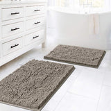 Bathroom Rugs Luxury Chenille Mat Set, Soft Plush Shower Rug + Toilet Mat, Microfiber Shaggy