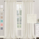 H.Versailtex Natural Linen Blended Curtains 63 Inches Length 2 Panels Textured Woven Linen Sheer Curtain Drapes for Living Room/Bedroom Light Filtering Rod Pocket Casual Draperies - Linen
