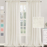 H.Versailtex Natural Linen Blended Curtains 63 Inches Length 2 Panels Textured Woven Linen Sheer Curtain Drapes for Living Room/Bedroom Light Filtering Rod Pocket Casual Draperies - Linen