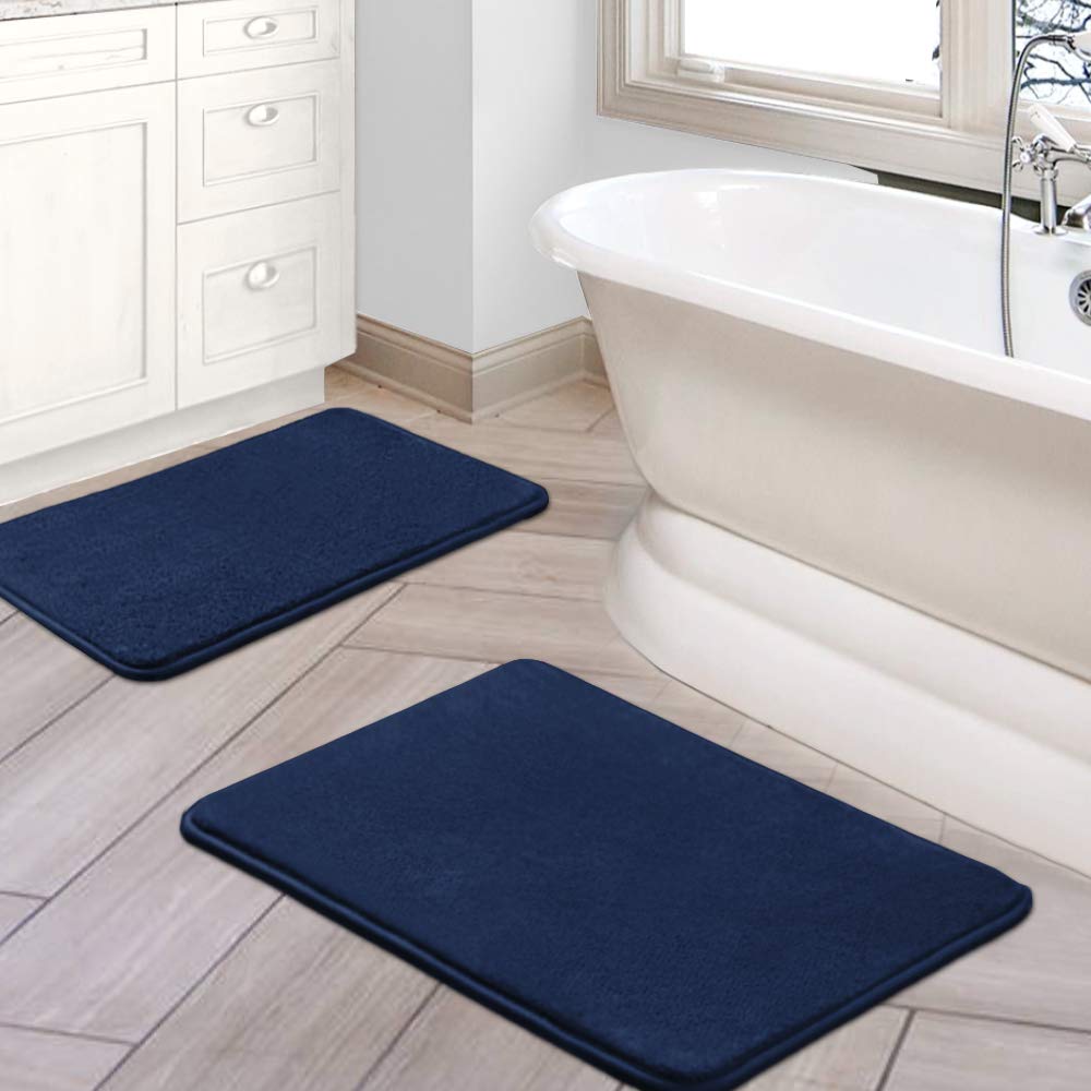 PrimeBeau Luxurious Memory Foam Bath Mat, Flannel Velvety Bath Mat Luxury Extra Soft and Absorbent Non Slip Rugs(Set of 2)