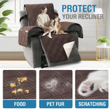 H.VERSAILTEX 100% Waterproof Oversized Recliner Cover 1-Piece Reversible Recliner Covers for Large Recliner with Elastic Straps Sitting Width Up to 28" (Oversized Recliner, Brown/Beige)