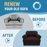 PrimeBeau 2 Pieces T Cushion Sofa Slipcovers Couch Cover for 1 Cushion Couch Non Slip Super Stretch Soft Washable Furniture Protector with 1 Individual T Cushion Cover