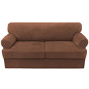 PrimeBeau Sofa Cover 3 Pieces T Cushion Loveseat Slipcovers Thick Velvet Couch Cover Furniture Protector Stretch T Cushion Sofa Covers for 2 Cushion Couch with 2 T Cushion Covers Washable