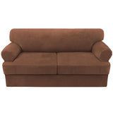 PrimeBeau Sofa Cover 3 Pieces T Cushion Loveseat Slipcovers Thick Velvet Couch Cover Furniture Protector Stretch T Cushion Sofa Covers for 2 Cushion Couch with 2 T Cushion Covers Washable