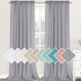 H.Versailtex Natural Linen Blended Curtains 63 Inches Length 2 Panels Textured Woven Linen Sheer Curtain Drapes for Living Room/Bedroom Light Filtering Rod Pocket Casual Draperies - Linen