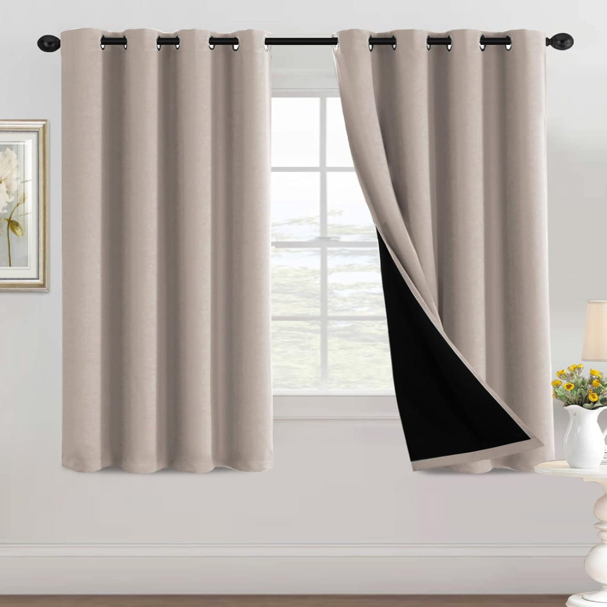 H.Versailtex Blackout Curtains for Bedroom with Black Liner 1 Panel