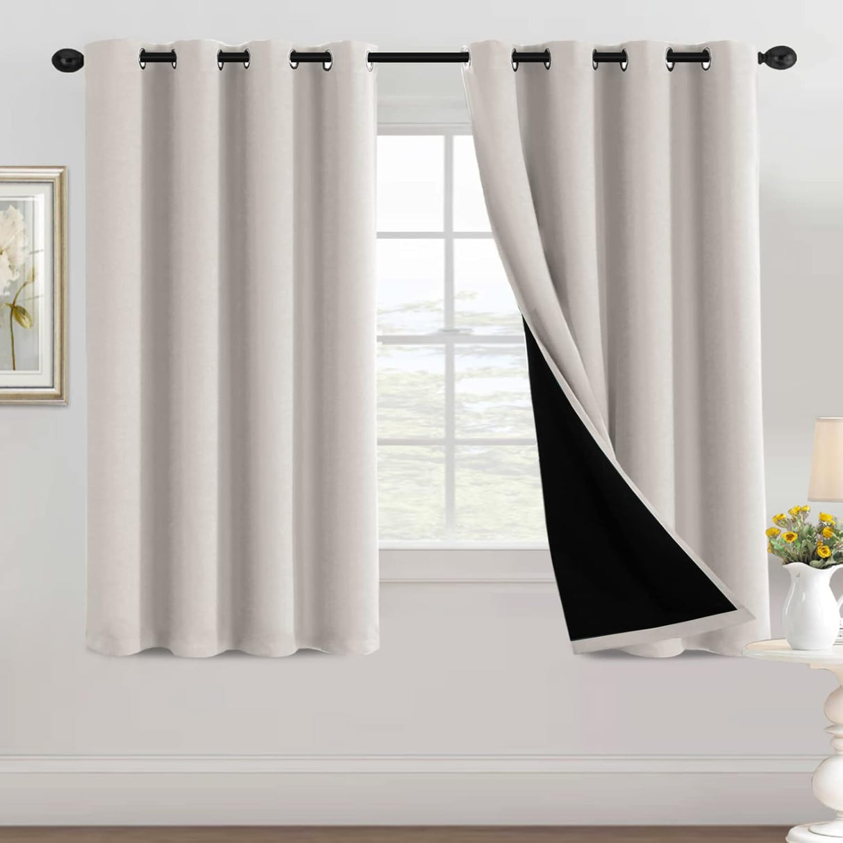 H.Versailtex Blackout Curtains for Bedroom with Black Liner 1 Panel