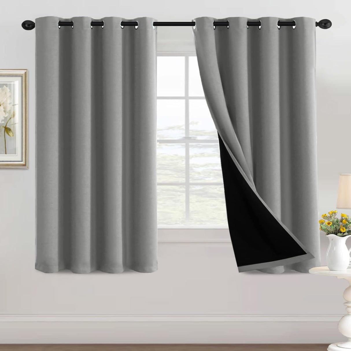 H.Versailtex Blackout Curtains for Bedroom with Black Liner 1 Panel
