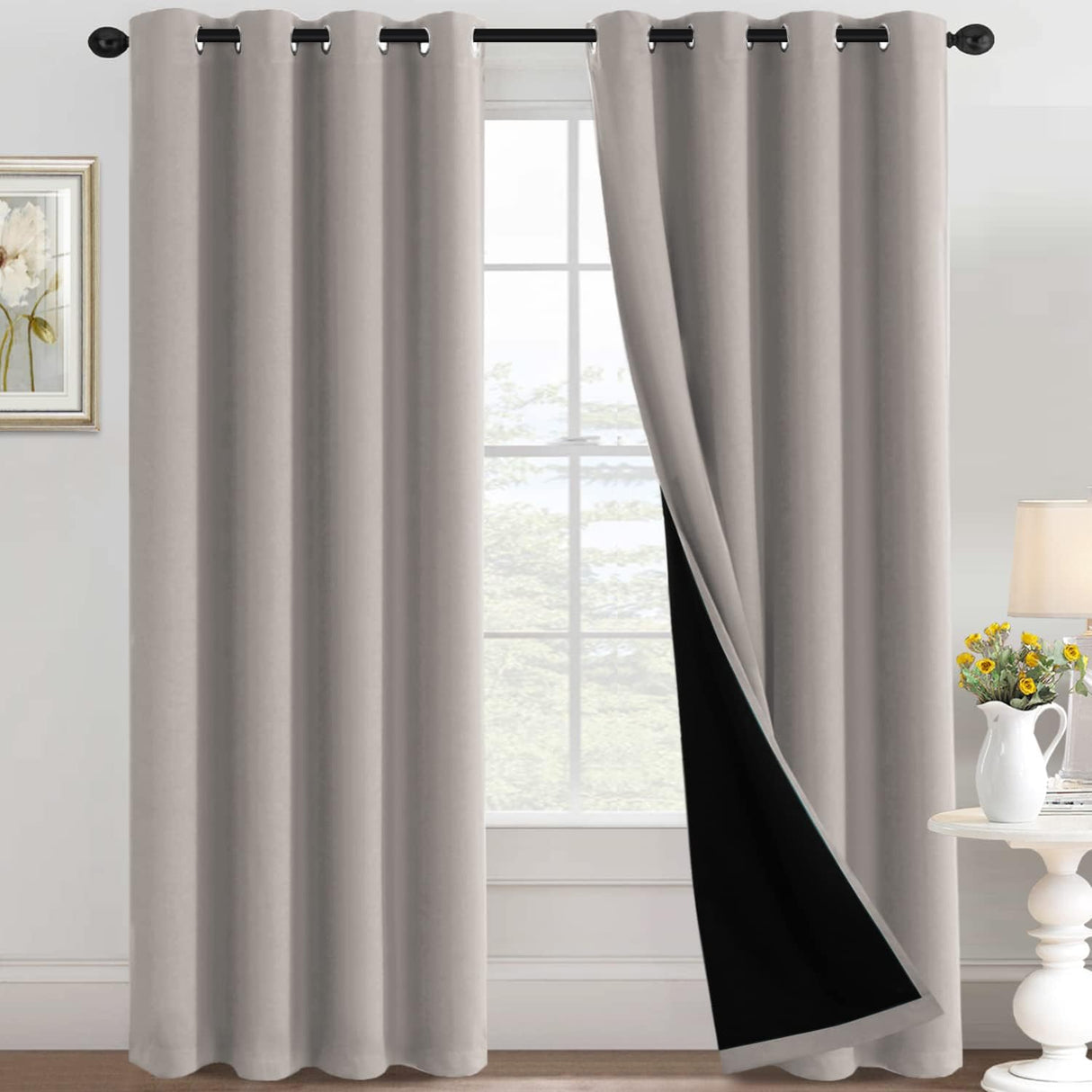 H.Versailtex Blackout Curtains for Bedroom with Black Liner 1 Panel