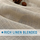 PrimeBeau Natural Linen Blended Grommet Curtains 2 Panel Sets