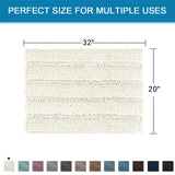 PrimeBeau Luxury Chenille Striped Bath Mats Set | Ultra Thick & Absorbent Non Slip Rugs 20“ x 32"
