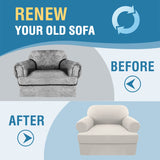 PrimeBeau 2 Pieces T Cushion Sofa Slipcovers Couch Cover for 1 Cushion Couch Non Slip Super Stretch Soft Washable Furniture Protector with 1 Individual T Cushion Cover