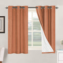 H.Versailtex Linen Blackout Thermal Insulated White Liner Grommet Top Small Window Curtains