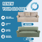 H.VERSAILTEX 2024 Newest Jacquard Couch Covers for 3 Cushion Couch 1 Piece Stretch Sofa Covers Furniture Protector Anti-Slip Soft Thickened Dogs Slipcovers Washable Crizzle Pattern(Sofa, Sea Grass)