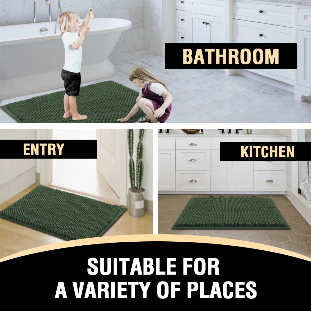 PrimeBeau 3-Piece Aqua Foam Bathroom Rugs Set | Non-Slip, Extra Absorbent Bath Mats for Tub & Shower | Soft Chenille, Vibrant Decor & Easy Care | 17''x24''+20''x32''+20''x24'' U-Shaped