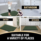 PrimeBeau 3-Piece Aqua Foam Bathroom Rugs Set | Non-Slip, Extra Absorbent Bath Mats for Tub & Shower | Soft Chenille, Vibrant Decor & Easy Care | 17''x24''+20''x32''+20''x24'' U-Shaped
