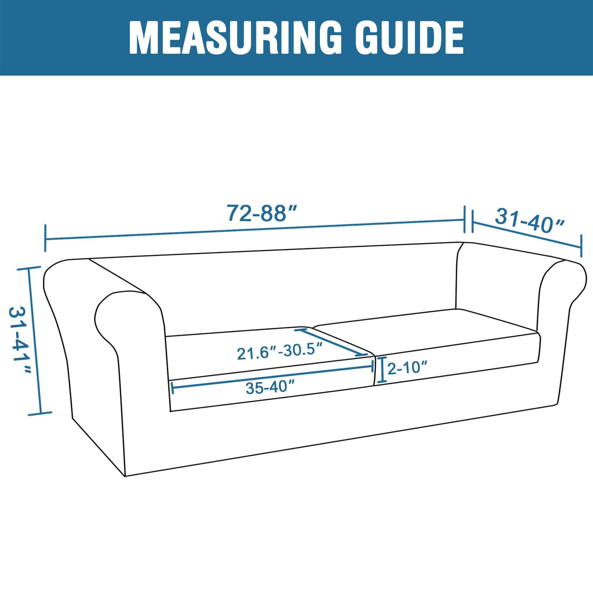 PrimeBeau 3 Pieces Chesterfield Loveseat & Oversized Loveseat Covers Stretch Slip Covers, Mid Century Deep Seat Couch Cover Fit Width Up to 70"-88", Thicker Jacquard Fabric (1 base cover and 2 individual cushion covers)