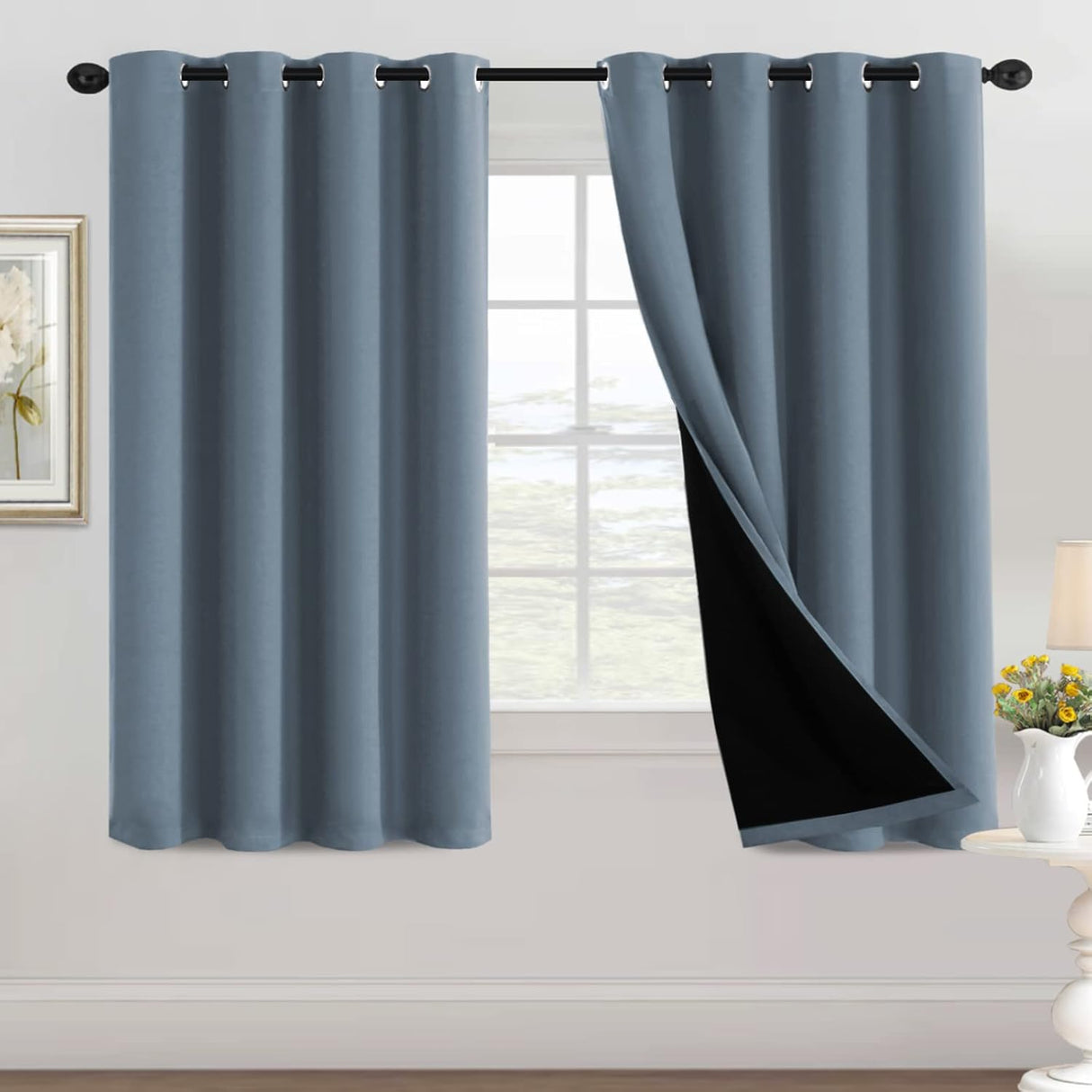 H.Versailtex Blackout Curtains for Bedroom with Black Liner 1 Panel