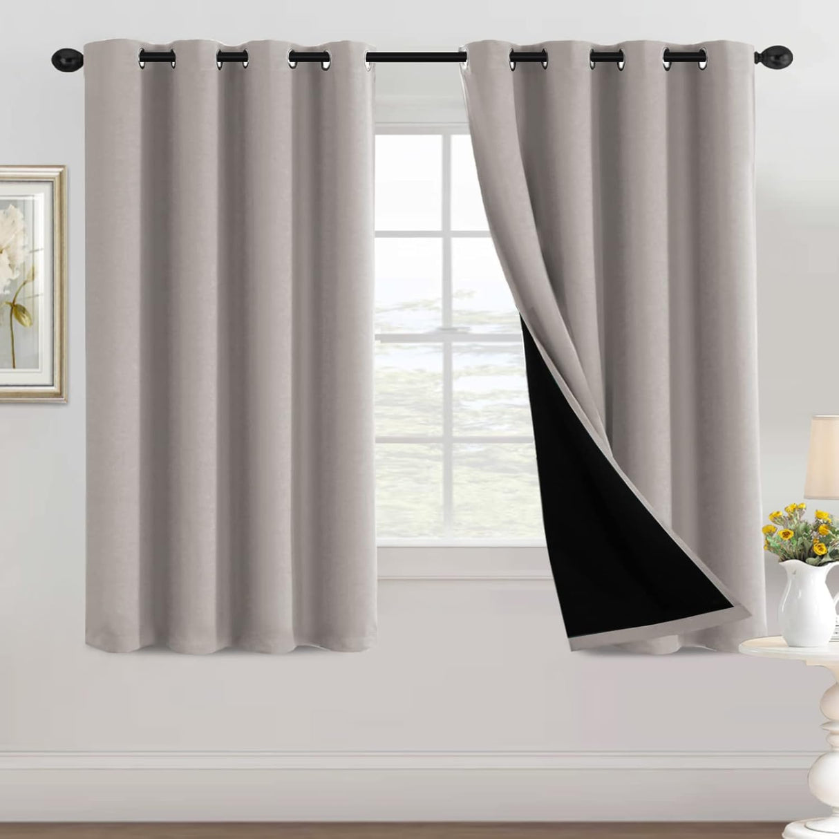 H.Versailtex Blackout Curtains for Bedroom with Black Liner 1 Panel