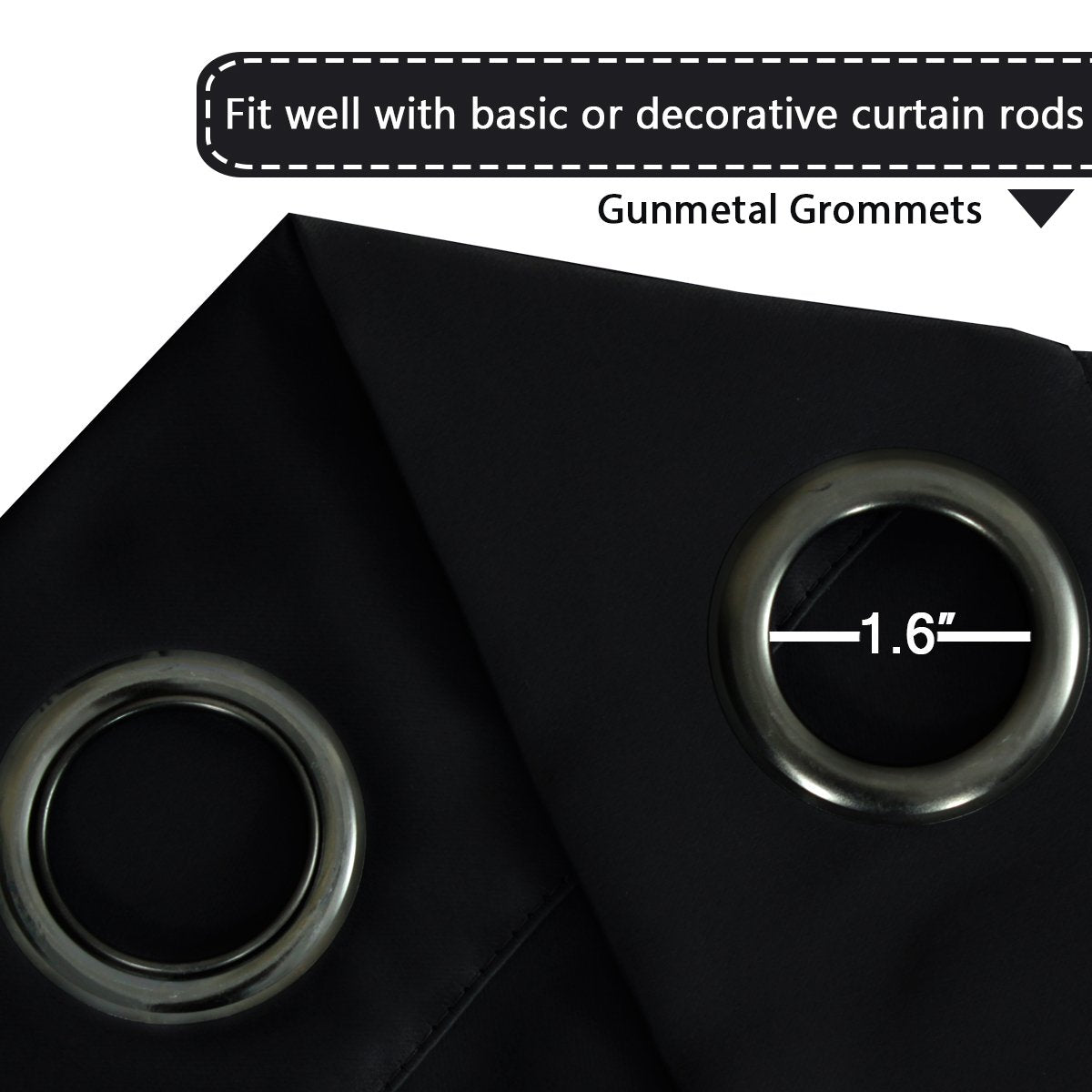 PrimeBeau Blackout Grommet Solid Color Curtain Set of 2 Panels, W52" Short