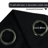 PrimeBeau Blackout Grommet Solid Color Curtain Set of 2 Panels, W52" Short