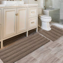 H.Versailtex 2 Pieces Extra Thick Chenille Striped Pattern Shaggy Bath Rugs Include 1 Rectangle and 1 Toilet Rug