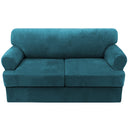 PrimeBeau Sofa Cover 3 Pieces T Cushion Loveseat Slipcovers Thick Velvet Couch Cover Furniture Protector Stretch T Cushion Sofa Covers for 2 Cushion Couch with 2 T Cushion Covers Washable