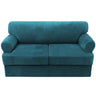 PrimeBeau Sofa Cover 3 Pieces T Cushion Loveseat Slipcovers Thick Velvet Couch Cover Furniture Protector Stretch T Cushion Sofa Covers for 2 Cushion Couch with 2 T Cushion Covers Washable
