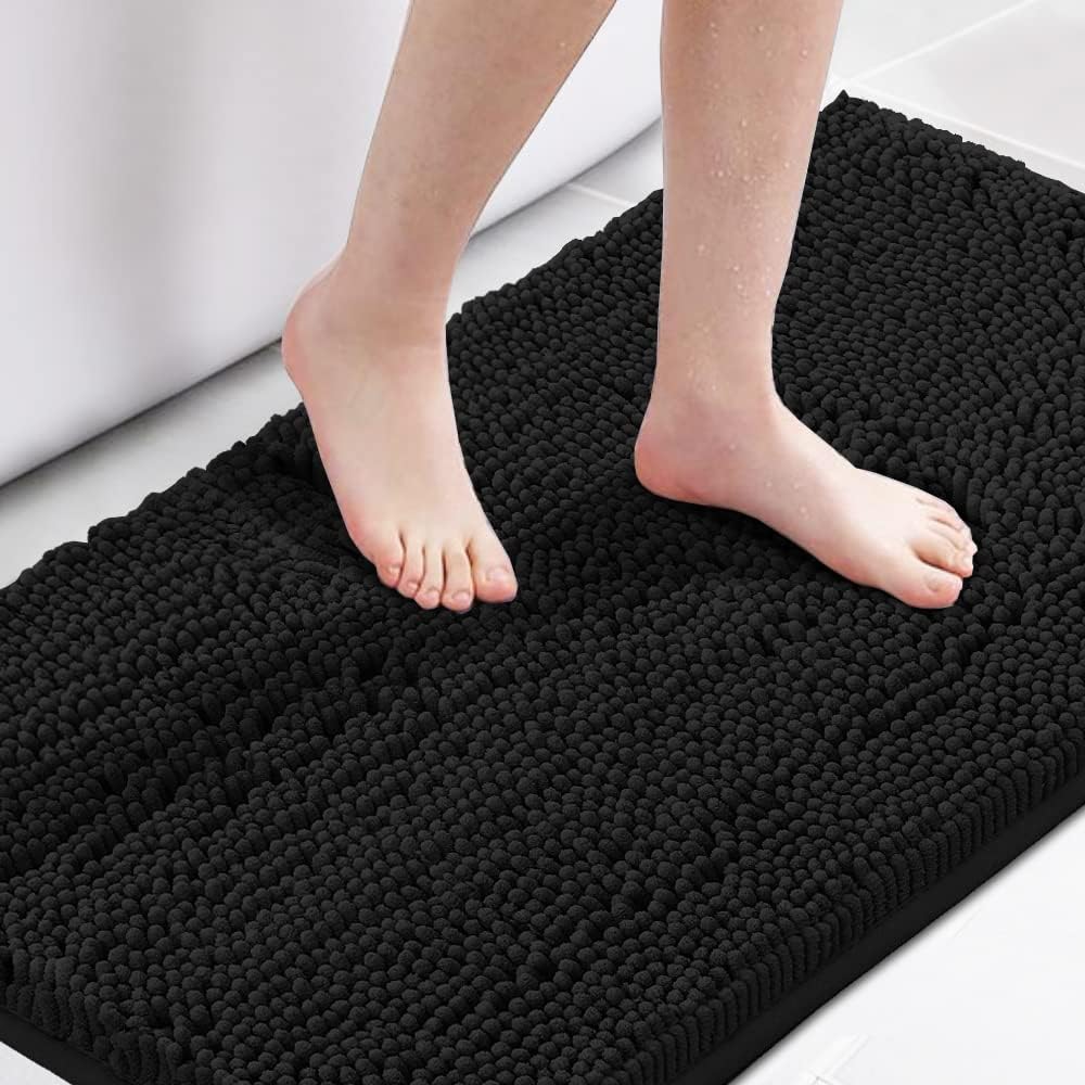 H.Versailtex 1 Piece Bath Mat Non Slip Chenille Bath Mats for Bathroom