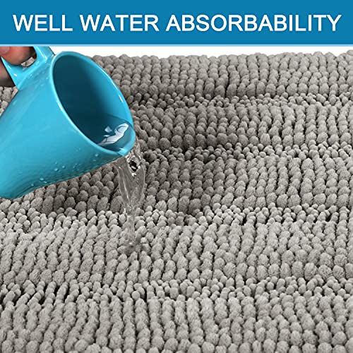 PrimeBeau Luxury Chenille Striped Bath Mats Set | Ultra Thick & Absorbent Non Slip Rugs 20“ x 32"
