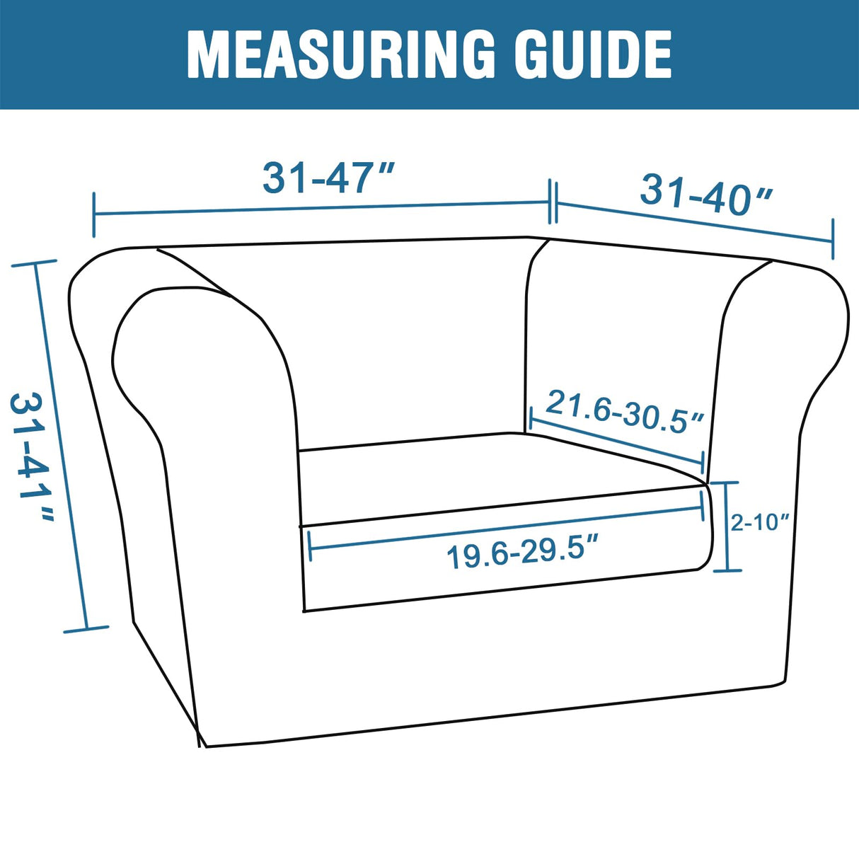 PrimeBeau 2 Pieces Chesterfield Armchair Covers Stretch Slip Covers, Mid Century Deep Seat Couch Cover Fit Width Up to 47 Inch, Thicker Jacquard Fabric (Including 1 base cover and 1 individual cushion cover)