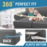 PrimeBeau 3 Pieces T Cushion Loveseat Slipcovers Couch Cover for 2 Cushion Couch Non Slip Super Stretch Soft Washable Furniture Protector with 2 Individual T Cushion Covers