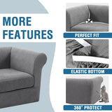 PrimeBeau 2 Pieces Chesterfield Armchair Covers Stretch Slip Covers, Mid Century Deep Seat Couch Cover Fit Width Up to 47 Inch, Thicker Jacquard Fabric (Including 1 base cover and 1 individual cushion cover)
